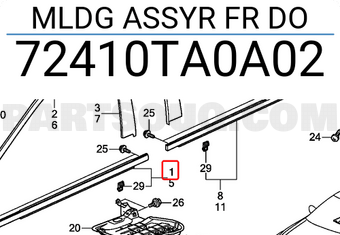 Honda 72410TA0A02 MLDG ASSYR FR DO