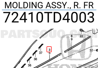 Honda 72410TD4003 MOLDING ASSY., R. FR