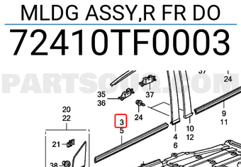 Honda 72410TF0003 MLDG ASSY,R FR DO