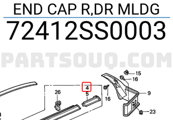 Honda 72412SS0003 END CAP R,DR MLDG