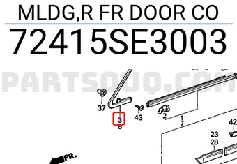 Honda 72415SE3003 MLDG,R FR DOOR CO