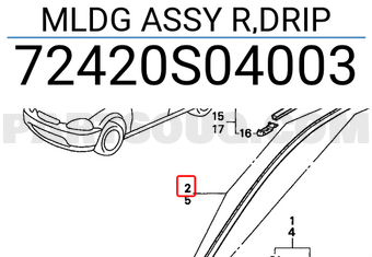 Honda 72420S04003 MLDG ASSY R,DRIP