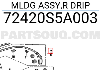 Honda 72420S5A003 MLDG ASSY,R DRIP