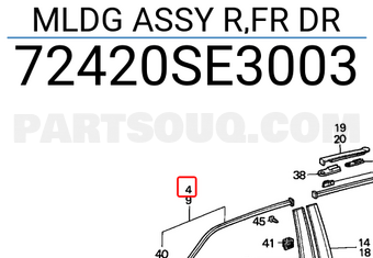 Honda 72420SE3003 MLDG ASSY R,FR DR