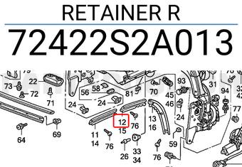 Honda 72422S2A013 RETAINER R