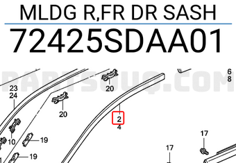 Honda 72425SDAA01 MLDG R,FR DR SASH