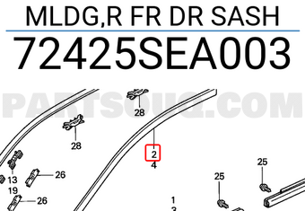 Honda 72425SEA003 MLDG,R FR DR SASH