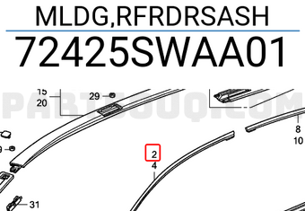 Honda 72425SWAA01 MLDG,RFRDRSASH