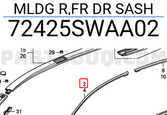 Honda 72425SWAA02 MLDG R,FR DR SASH