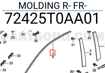 Honda 72425T0AA01 MOLDING R- FR