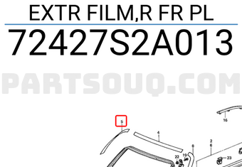 Honda 72427S2A013 EXTR FILM,R FR PL