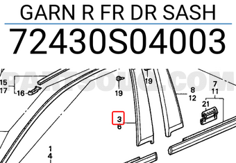 Honda 72430S04003 GARN R FR DR SASH