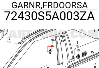 Honda 72430S5A003ZA GARNR,FRDOORSA