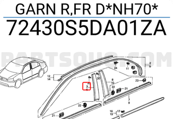 Honda 72430S5DA01ZA GARN R,FR D*NH70*