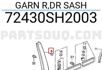 Honda 72430SH2003 GARN R,DR SASH