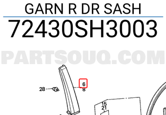 Honda 72430SH3003 GARN R DR SASH