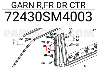 Honda 72430SM4003 GARN R,FR DR CTR