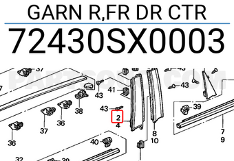 Honda 72430SX0003 GARN R,FR DR CTR