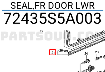 Honda 72435S5A003 SEAL,FR DOOR LWR