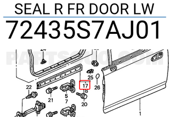 Honda 72435S7AJ01 SEAL R FR DOOR LW