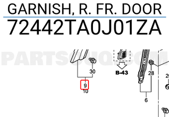 Honda 72442TA0J01ZA GARNISH, R. FR. DOOR