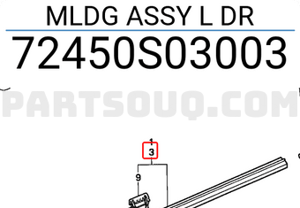 Honda 72450S03003 MLDG ASSY L DR