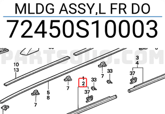 Honda 72450S10003 MLDG ASSY,L FR DO