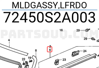 Honda 72450S2A003 MLDGASSY,LFRDO
