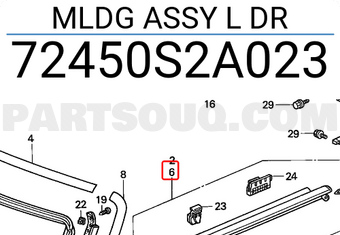 Honda 72450S2A023 MLDG ASSY L DR
