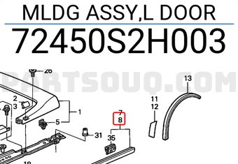 Honda 72450S2H003 MLDG ASSY,L DOOR
