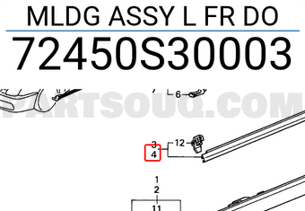 Honda 72450S30003 MLDG ASSY L FR DO