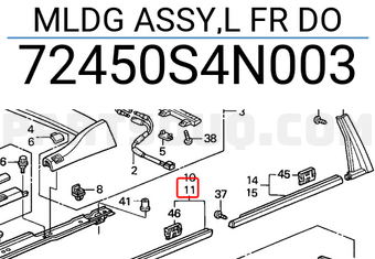 Honda 72450S4N003 MLDG ASSY,L FR DO