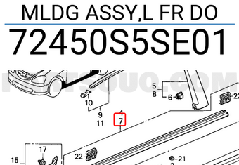 Honda 72450S5SE01 MLDG ASSY,L FR DO