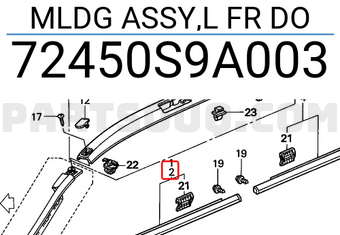 Honda 72450S9A003 MLDG ASSY,L FR DO