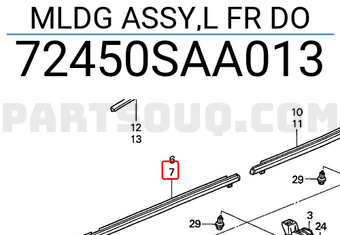 Honda 72450SAA013 MLDG ASSY,L FR DO