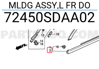 Honda 72450SDAA02 MLDG ASSY,L FR DO
