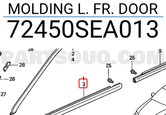 Honda 72450SEA013 MOLDING L. FR. DOOR