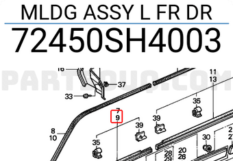 Honda 72450SH4003 MLDG ASSY L FR DR