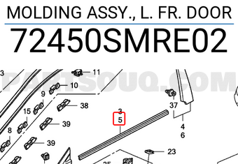 Honda 72450SMRE02 MOLDING ASSY., L. FR. DOOR