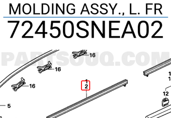 Honda 72450SNEA02 MOLDING ASSY., L. FR