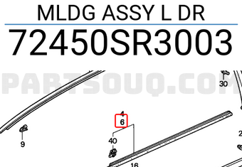 Honda 72450SR3003 MLDG ASSY L DR