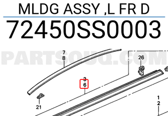 Honda 72450SS0003 MLDG ASSY ,L FR D