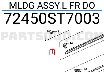 Honda 72450ST7003 MLDG ASSY,L FR DO
