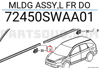 Honda 72450SWAA01 MLDG ASSY,L FR DO