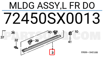 Honda 72450SX0013 MLDG ASSY,L FR DO