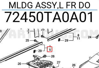Honda 72450TA0A01 MLDG ASSY,L FR DO