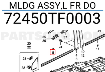 Honda 72450TF0003 MLDG ASSY,L FR DO