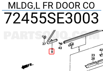 Honda 72455SE3003 MLDG,L FR DOOR CO