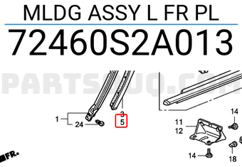 Honda 72460S2A013 MLDG ASSY L FR PL