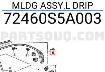 Honda 72460S5A003 MLDG ASSY,L DRIP